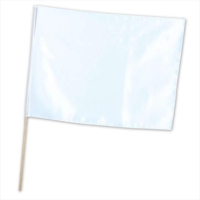 サテン特大旗 ホワイト 旗 80x60cm 旗竿100cm Φ12mm 運動会 体育祭 旗
