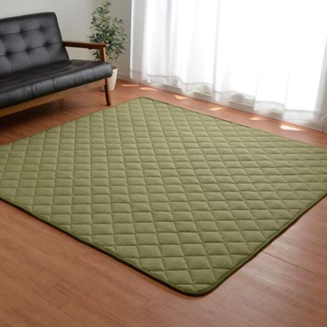 代引不可 こたつ敷き布団 キルトラグ ラグ カーペット 4畳 先染め カーキ 約190×290cm（ホットカーペット対応） IKEHIKO 1380000002469