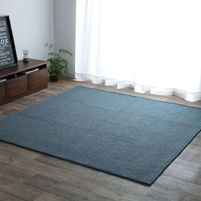 代引不可 ラグ カーペット マット 3畳 ジャガード ネイビー 約185×240cm（ホットカーペット対応） IKEHIKO 1380000000573