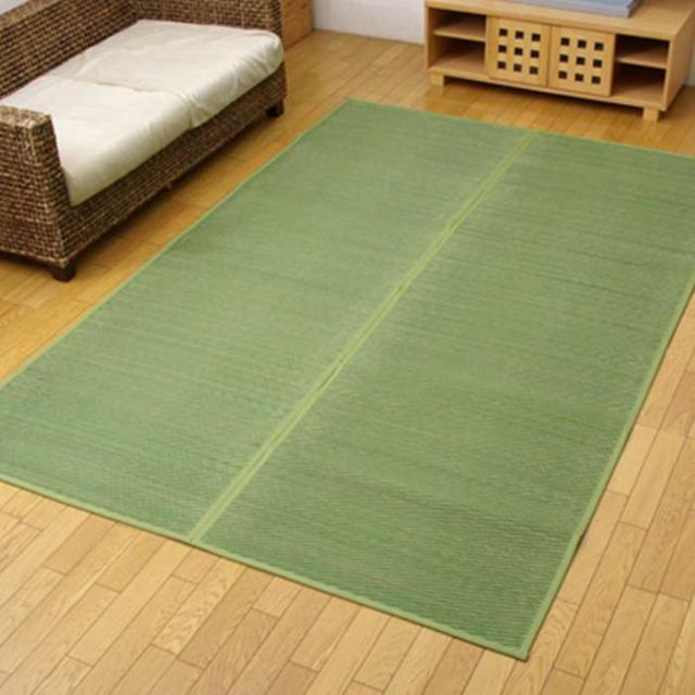 代引不可 い草花ござ カーペット DXクルー グリーン 江戸間4.5畳(約261×261cm) (裏:不織布) IKEHIKO 1030270120402