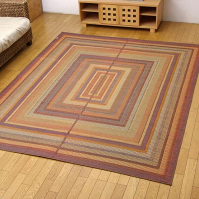 代引不可 純国産 袋三重織 い草ラグカーペット ＤＸグラデーション ブラウン 約140×200cm(裏:不織布） IKEHIKO 1050090062303