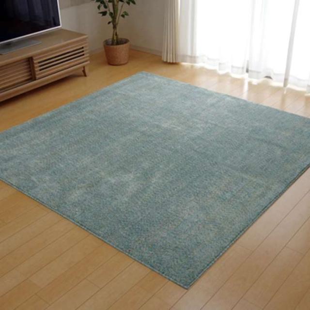 代引不可 ラグ カーペット 3畳 抗菌 防臭 防ダニ タフト 国産 ミックスカラー 『イリゼ』 ブルー 約190×240cm IKEHIKO 1340630042003