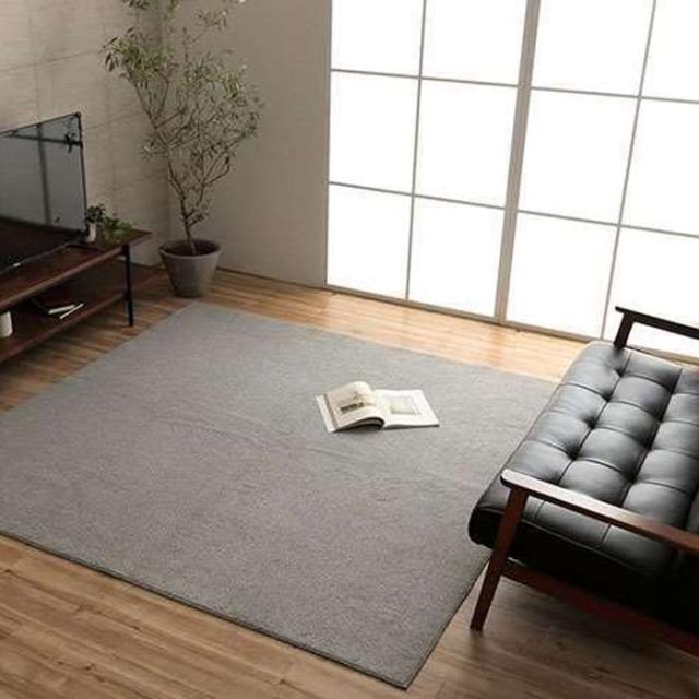 代引不可 引っ敷き 引っ敷き まっ四角 約2畳 約185×185糎 ループパイルラグ 御膳上等感 抗菌防臭 滑りにくい産業 床暖房装置 熱っぽい引っ敷き相応う薄墨色  IKEHIKO 3985939
