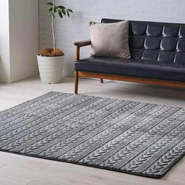 代引不可 ラグ カーペット 無地ラグ 無地カーペット 約200×290cm 約4畳 フランネル タッチ感 幾何柄 ホットカバー対応 床暖房対応グレー IKEHIKO 1280900131403