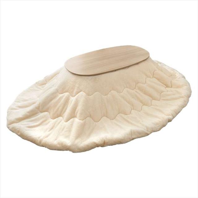 北海道・沖縄・離島配送不可 代引不可 こたつ＋うす掛け布団 2点セット ライトナチュラル/アイボリー HAGIHARA CARMINA950LN+merengeKF2117-IV