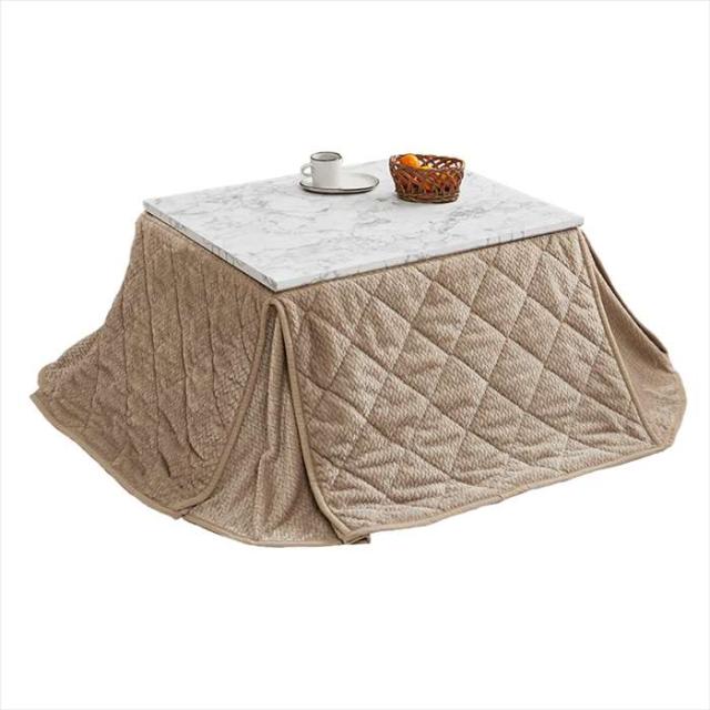 北海道・沖縄・離島配送不可 代引不可 こたつ＋うす掛け布団 2点セット グレージュ HAGIHARA ARULA7560MWH+POKASF7560-GG