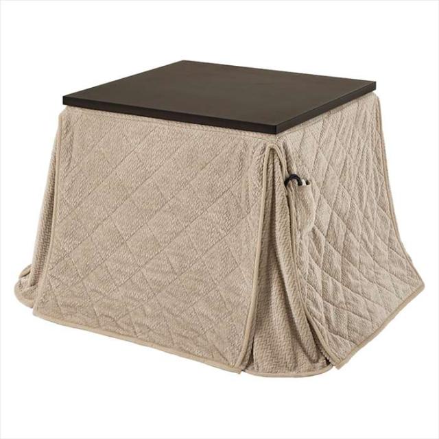 北海道・沖縄・離島配送不可 代引不可 ダイニングコタツ＋うす掛け布団 2点セット ダークブラウン/グレージュ HAGIHARA KOT-7311DBR-80+POKAFH80GG