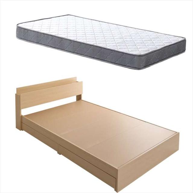 北海道・沖縄・離島配送不可 代引不可 棚・コンセント付きチェストベッド ボンネルコイルマットレスセット(シングル) ウォールナット＆ホワイト ホームテイスト STL-BRM-S--OAKWH