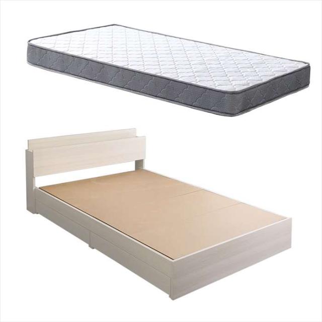 北海道・沖縄・離島配送不可 代引不可 棚・コンセント付きチェストベッド ボンネルコイルマットレスセット(シングル) ブラックオーク/ホワイト ホームテイスト STL-BRM-S--WOKWH