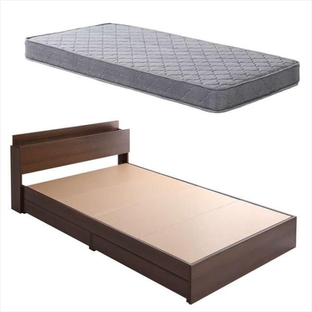 北海道・沖縄・離島配送不可 代引不可 棚・コンセント付きチェストベッド ボンネルコイルマットレスセット(シングル) ウォールナット/シルバー ホームテイスト STL-BRM-S--WALSL