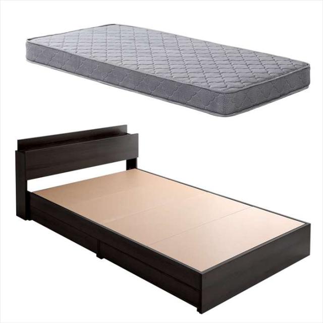 北海道・沖縄・離島配送不可 代引不可 棚・コンセント付きチェストベッド ボンネルコイルマットレスセット(セミダブル) ブラックオーク/シルバー ホームテイスト STL-BRM-SD--BOKSL