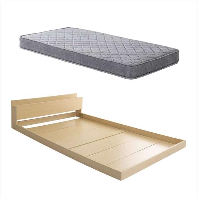 北海道・沖縄・離島配送不可 代引不可 デザインフロアベッド ボンネルコイルマットレスセット(セミダブル) オーク/シルバー ホームテイスト MOD-BRM-SD--OAKSL