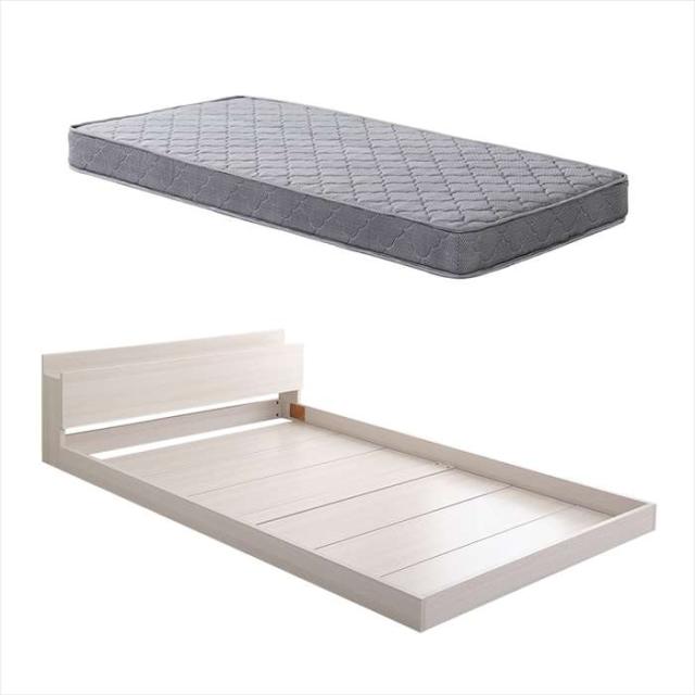 北海道・沖縄・離島配送不可 代引不可 デザインフロアベッド ボンネルコイルマットレスセット(ダブル) ホワイトオーク/シルバー ホームテイスト MOD-BRM-D--WOKSL