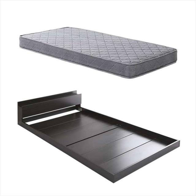 北海道・沖縄・離島配送不可 代引不可 デザインフロアベッド ボンネルコイルマットレスセット(ダブル) ブラックオーク/シルバー ホームテイスト MOD-BRM-D--BOKSL