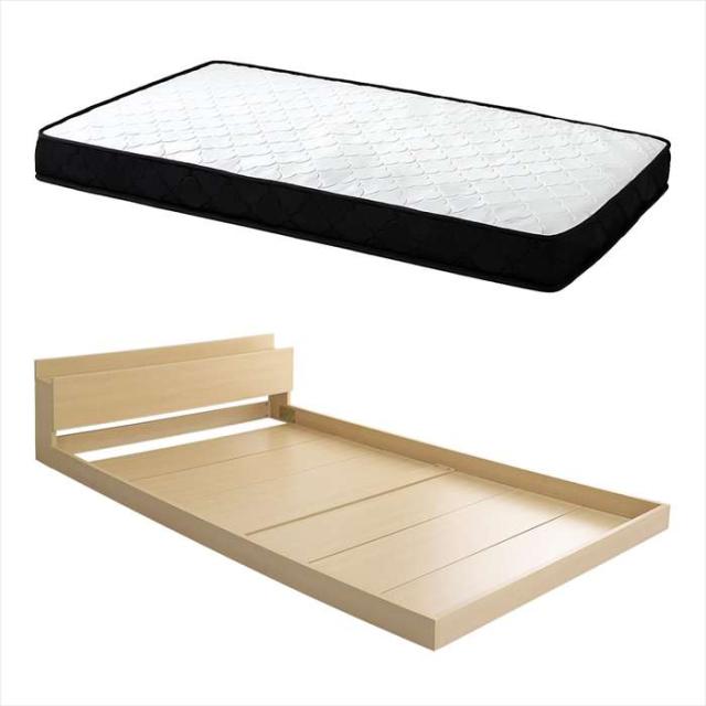 北海道・沖縄・離島配送不可 代引不可 デザインフロアベッド ポケットコイルマットレスセット(セミダブル) オーク/ホワイト ホームテイスト MOD-SRM-SD--OAKWH