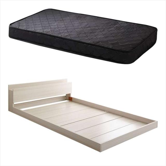 北海道・沖縄・離島配送不可 代引不可 デザインフロアベッド ポケットコイルマットレスセット(セミダブル) ホワイトオーク/ブラック ホームテイスト MOD-SRM-SD--WOKBK