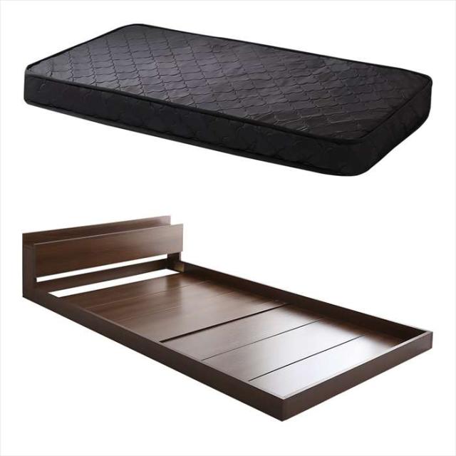北海道・沖縄・離島配送不可 代引不可 デザインフロアベッド ポケットコイルマットレスセット(ダブル) ウォールナット/ブラック ホームテイスト MOD-SRM-D--WALBK