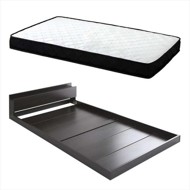 北海道・沖縄・離島配送不可 代引不可 デザインフロアベッド ポケットコイルマットレスセット(ダブル) ブラックオーク/ホワイト ホームテイスト MOD-SRM-D--BOKWH