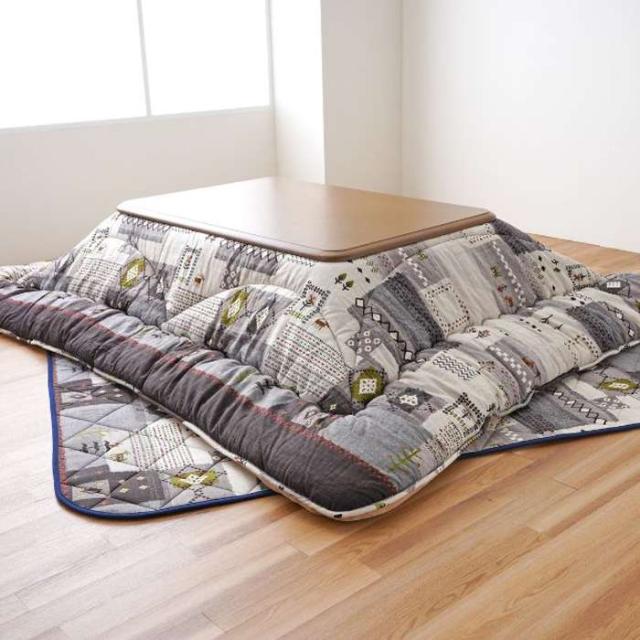 代引不可 こたつ布団 掛敷セット 『アムル』 グレー 掛布団 約205×205cm/敷 約190×190cm IKEHIKO 1161460130101