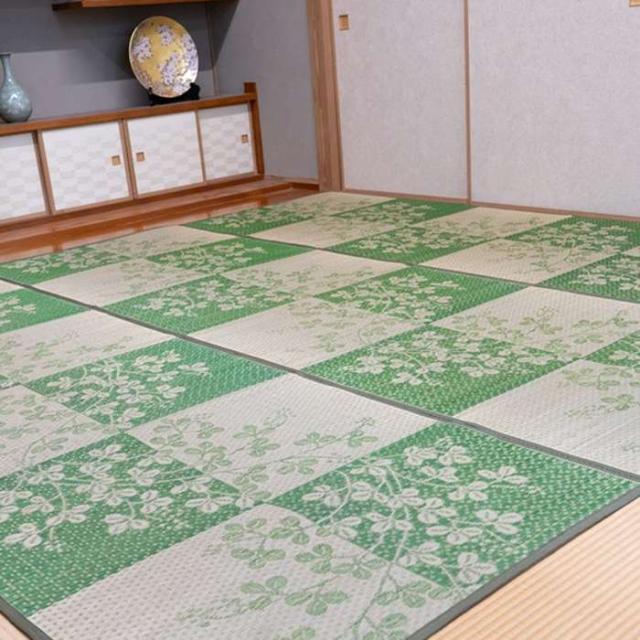 代引不可 い草ラグ 帖物 敷物 イ草 DX萩 GN 286×286cm グリーン 本間