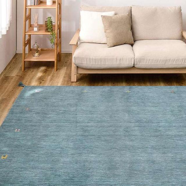 北海道・沖縄・離島配送不可 代引不可 ギャッベ ラグ GABBEH TX 約100×140cm ブルー インテリア 新生活  HAGIHARA 270104004