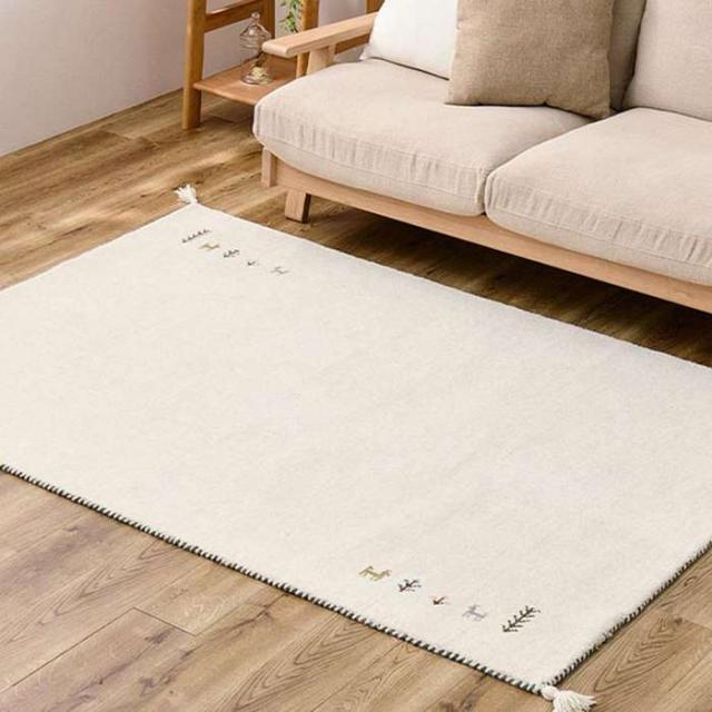 北海道・沖縄・離島配送不可 代引不可 ギャッベ ラグ GABBEH TX 約100×140cm ホワイト インテリア 新生活  HAGIHARA 270104034