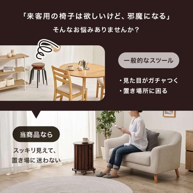 北海道・沖縄・離島配送不可 代引不可 スツールセット グレージュ 天然木 大小4脚スツール キャスター付 HAGIHARA MC-6050GY_2