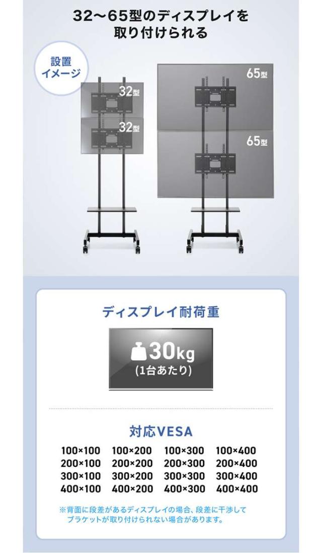 即納 代引不可 上下2面取付ディスプレイスタンド（無段階高さ調整） サンワサプライ CR-PL71BK_3