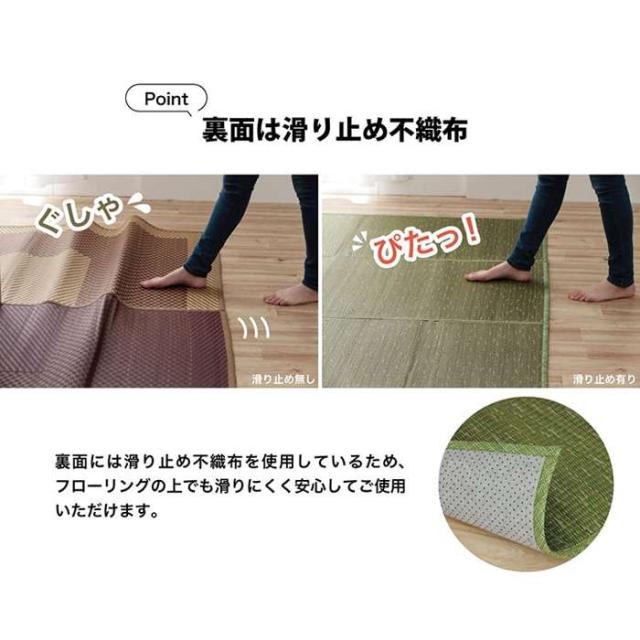 代引不可 ラグ  持続性抗菌剤 KOBA-GUARD 制菌 抗菌防臭 滑り止め 不織布 夏 い草 グラデーション ブルー 約190×250cm IKEHIKO 1060470044204_3