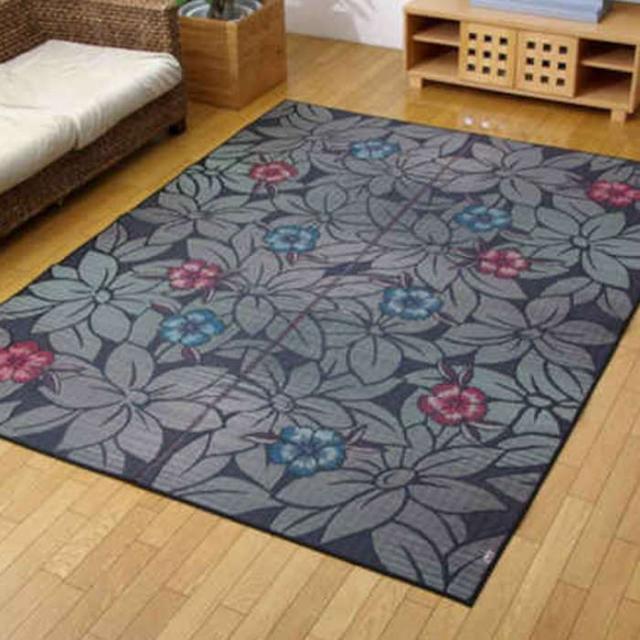 代引不可 純国産 袋織 い草ラグカーペット 『ＤＸなでしこ』 ブルー 約191×250cm(裏:不織布） IKEHIKO 1050070043904