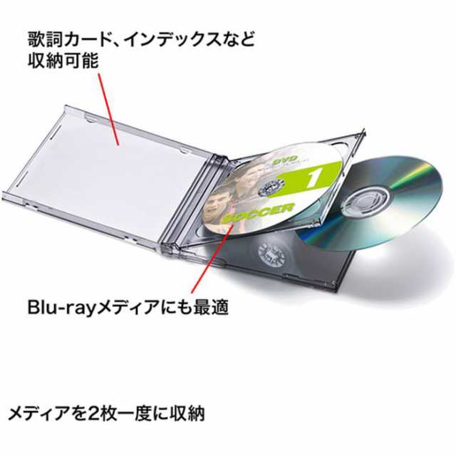 メディア2枚 ジャケットなど収納が可能 厚さ10mm標準サイズ Dvd Cdケース ブラック サンワサプライ Fcd 22bknの通販はau Pay マーケット やるcan