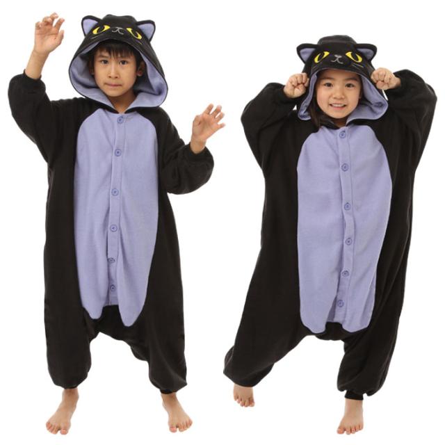 真夜中ネコ フリース着ぐるみ ハロウィン 黒猫 パジャマ 部屋着 コスプレ コスチューム 子供サイズ 110cm サザック 2725ｆの通販はau Pay マーケット やるcan
