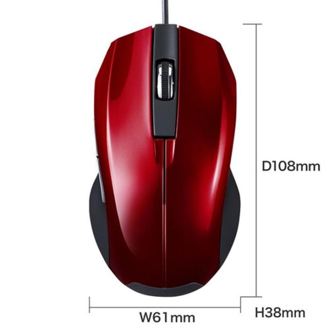 静音有線ブルーledマウス レッド 静かなクリック音とホイール回転音の5ボタン静音有線ブルーledマウス サンワサプライ Ma Bl10rの通販はau Pay マーケット やるcan