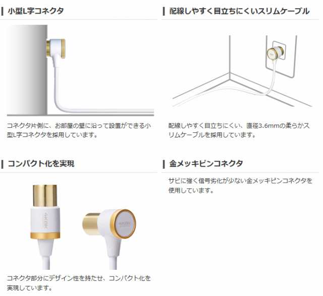 即納 代引不可 TV接続用アンテナケーブル 従来の地上波放送、4K8K放送の視聴、録画に最適 1m ホワイト エレコム  DH-ATLS48K10WH｜au PAY マーケット