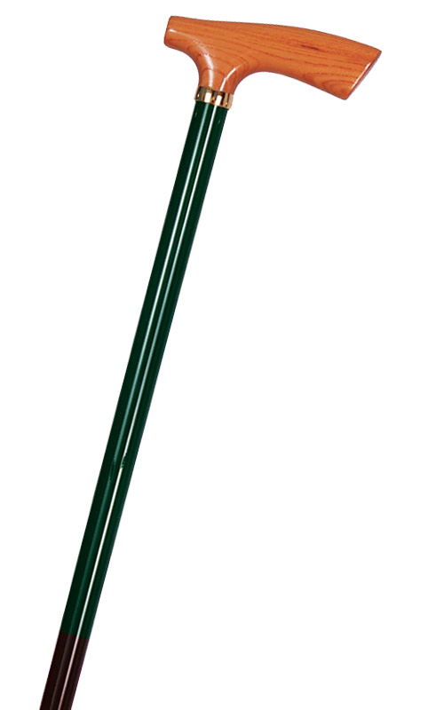 代引不可 カーボンステッキ(杖) カーボン棒緑&amp;ケヤキL型手元 全長92cm/重量185g/直径16mm 231