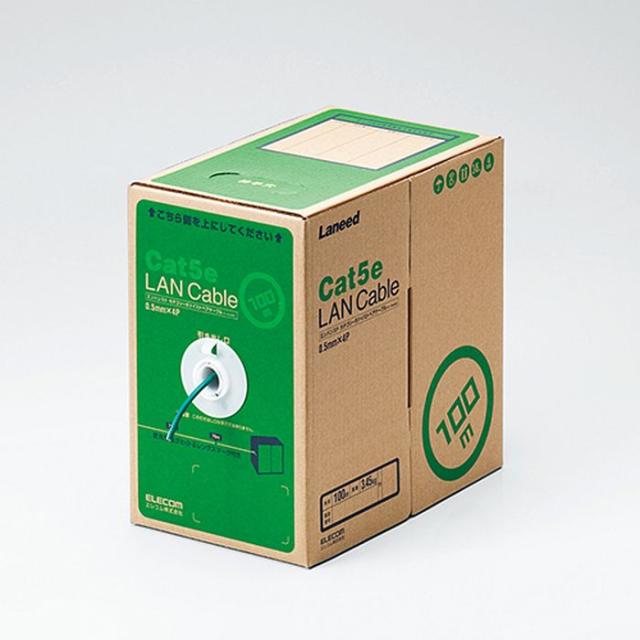 即納 代引不可 EU RoHS指令準拠 LANケーブル（Cat5e 単線）　100m　ダークグリーン エレコム LD-CT2/DG100/RS