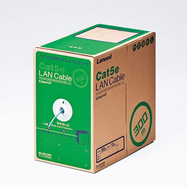 代引不可 EU RoHS指令準拠 LANケーブル（Cat5e 単線）　300m　ライトブルー エレコム LD-CT2/LB300/RS