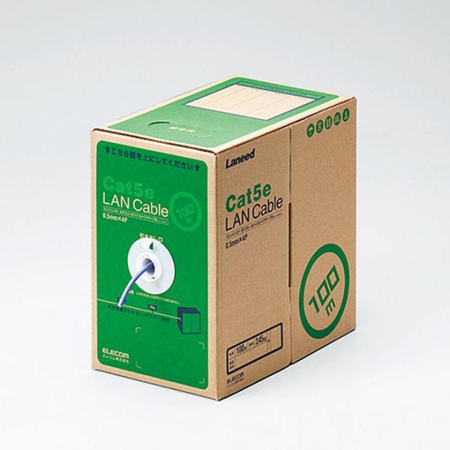 即納 代引不可 EU RoHS指令準拠 LANケーブル（Cat5e 単線）　100m　パープル エレコム LD-CT2/PU100/RS