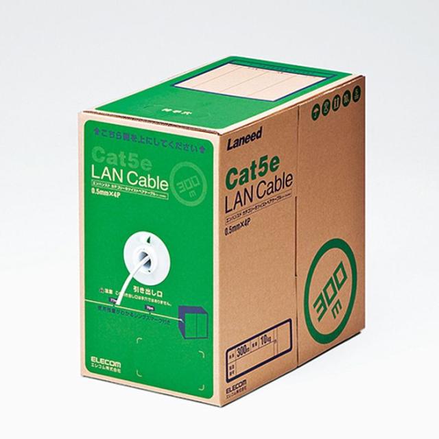 即納 代引不可 EU RoHS指令準拠 LANケーブル（Cat5e 単線）　300m　ホワイト エレコム LD-CT2/WH300/RS