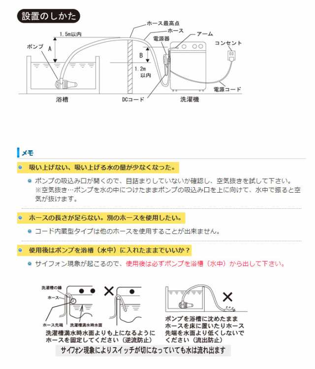 バスポンプ お風呂 ポンプ 風呂 残り 湯 洗濯 風呂水 汲み上げ 節水 エコ コード内蔵型 オンリー湯 センタック Ys 50の通販はau Pay マーケット やるcan