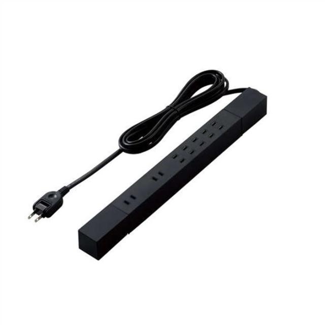 即納 代引不可 電源タップ 高機能磁石付 2ピン 7個口 3m コンセントタップ 電源コード スイングプラグ ほこり防止シャッター ブラック エレコム T-KF02-2730BKの通販は