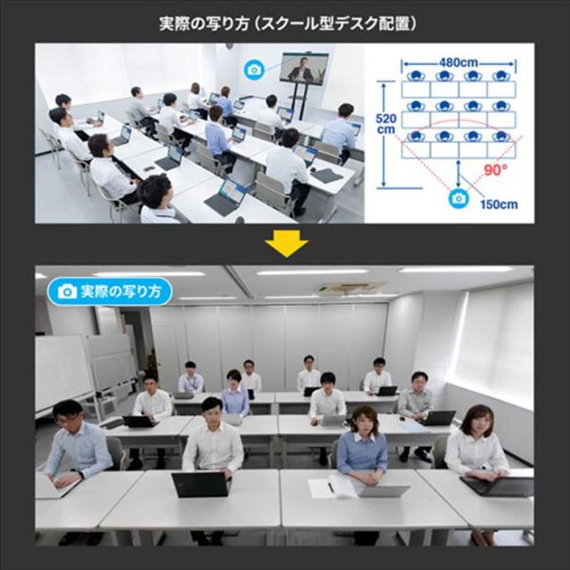 即納 代引不可 ウェブカメラ 4K 会議用 ワイドレンズカメラ WEBカメラ 高精細 850万画素 マイク内蔵 Zoom ビデオ会議 テレワーク ブラック サンワサプライ CMS-V52S_8