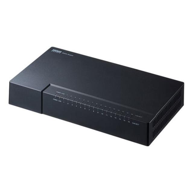 代引不可 ギガビット対応 スイッチングハブ 16ポート 1000BASE-T対応 マグネット付 静音ファンレス仕様 軽量 コンパクト サンワサプライ LAN-GIGAP1602BK