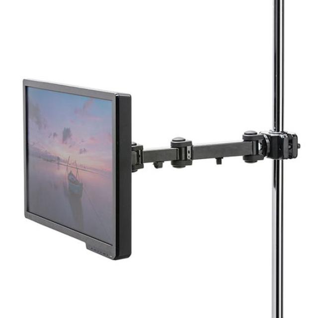 代引不可 モニターアーム 高耐荷重 支柱取付け 耐荷重15kg コンパクト 長タイプ PC ディスプレイ ブラック サンワサプライ CR-LA358_1