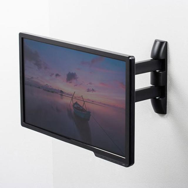 即納 代引不可 モニターアーム 壁掛用 水平器付き VESA200×200まで対応 アーム長346mmタイプ サンワサプライ CR-LA205_1