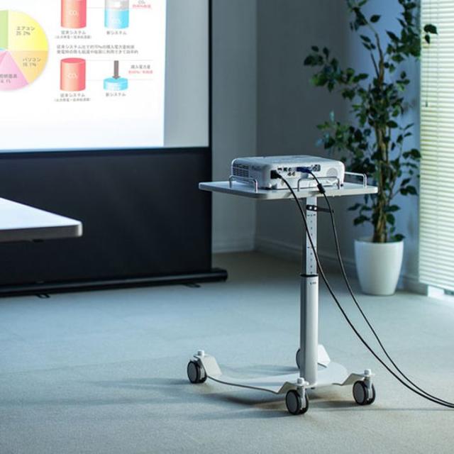 代引不可 プロジェクター台 幅500×奥行500×高さ530〜730mm 落下予防用ガード付 コンパクト 機器設置台 ホワイト サンワサプライ PR-10N_1