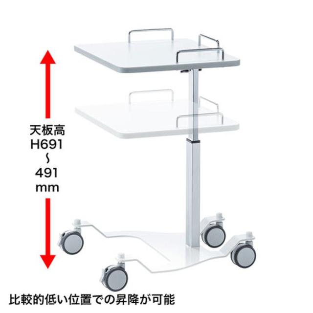 代引不可 プロジェクター台 幅500×奥行500×高さ530〜730mm 落下予防用ガード付 コンパクト 機器設置台 ホワイト サンワサプライ PR-10N_3