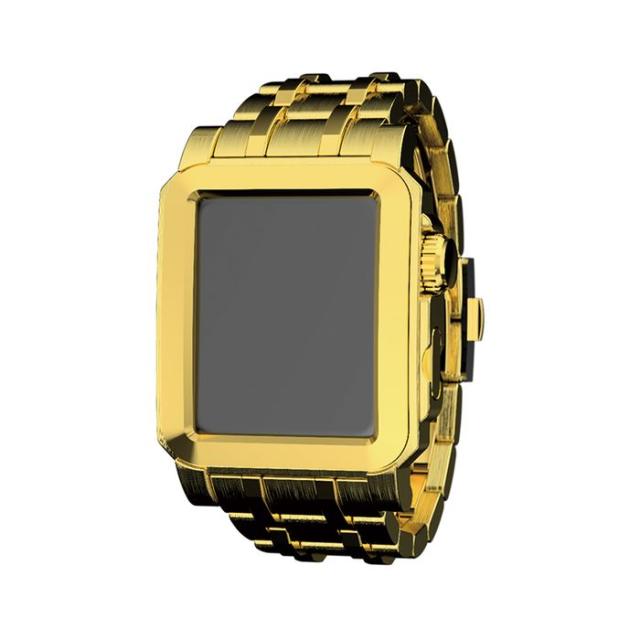 Apple Watch 42mm CV3000シリーズ 皮革バンド Premium Accessories 高級イタリア製 ワニ型押しレザー ゴールド・ゴールド CorVin CV-AW3000GG