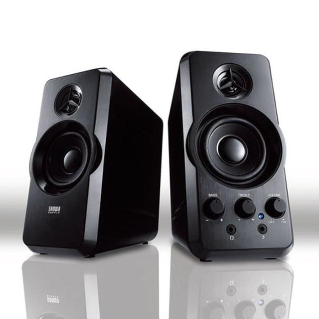 即納 代引不可 スピーカー 2chマルチメディアスピーカー 20W ハイパワー 透明感 超高音 迫力 サウンド 音楽 スタイリッシュ ブラック サンワサプライ MM-SPL6BKN_2