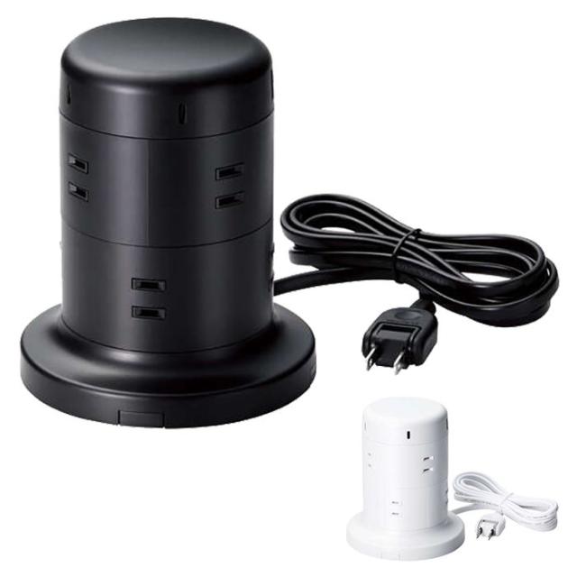 代引不可 電源タップ USB Type-C×2+USB-A×3 2P 8個口タワータップ コード長2m USBタップ 電源アダプター スマホ タブレット PC 充電 エレコム ECT-2120